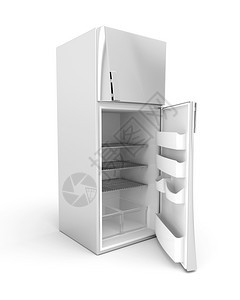 银色现代冰箱门开着3D图像图片