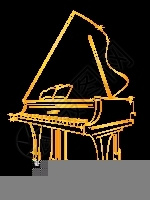 金色的钢琴画像黑漆的图片