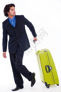 公司的人带着行李与世隔绝的白色背景图片