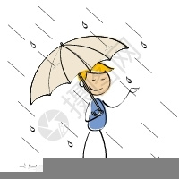 雨天持伞的矢量儿童插图图片