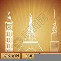 伦敦教堂著名隆登纽约和巴黎的古迹插图插画