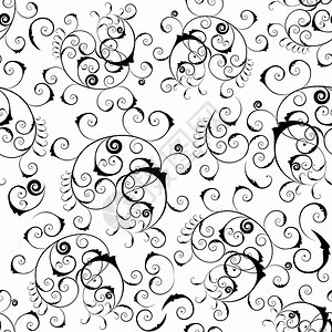 黑白复古无缝矢量花卉图案设计元素图片