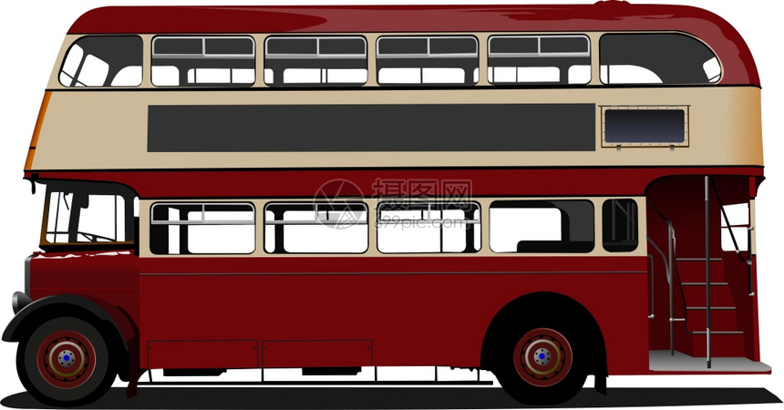伦敦双德克尔红色公交车矢量插图图片