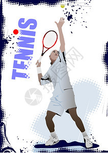 网球玩家海报设计师的彩色矢量插图图片