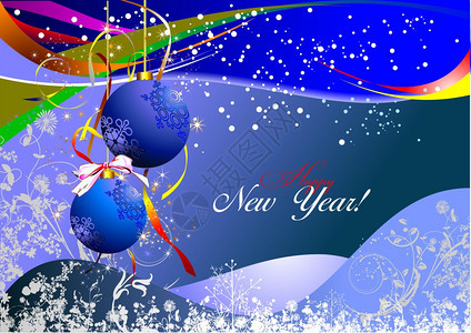 圣诞节新年闪光卡蓝色球图片
