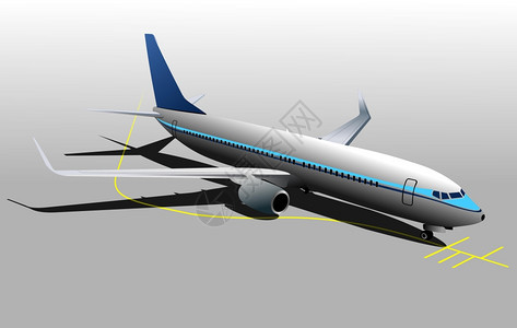 飞机在场停坪上的飞设计师矢量插图图片