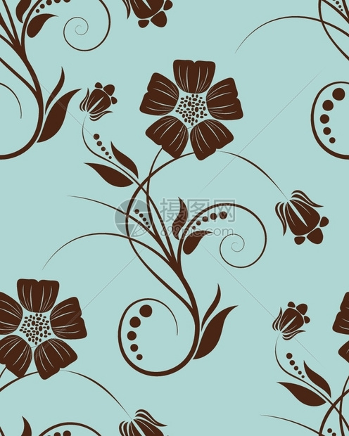 复古无缝矢量花卉图案设计元素图片