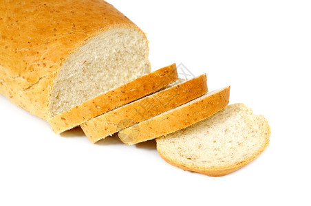白背景上孤立的切面包图片