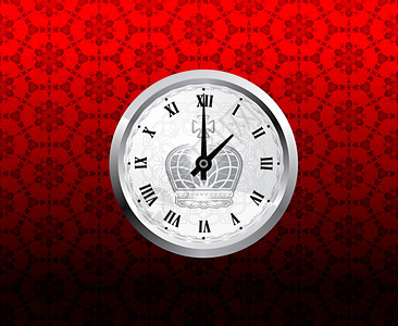 红色模式样背景的红色时钟图片