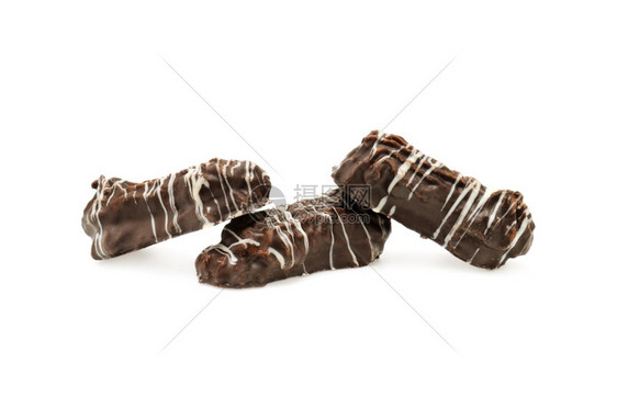巧克力饼干孤立在白色背景图片
