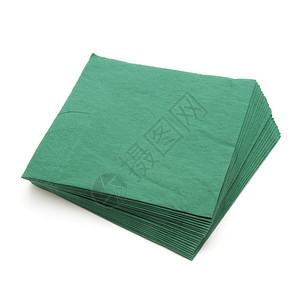 白色背景隔离的绿纸巾图片