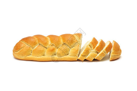 白背景上孤立的切面包图片