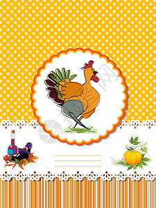 感恩节的装饰卡片与土耳其和文字空间图片