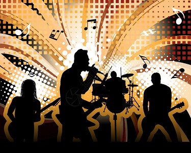 摇滚组歌手主题用于设计途的矢量插图图片