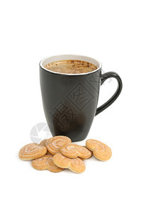 咖啡和饼干杯孤立在白色上图片