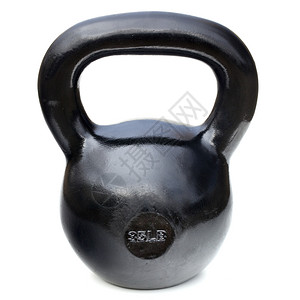 35磅铁壶铃用于举重和在白色上隔离的健身训练图片