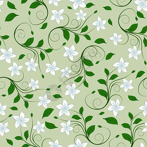 复古绿色无缝矢量花卉图案设计背景图片