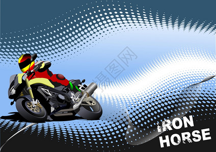 具有摩托车图象的概要背景铁马矢量插图图片