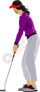 Golfer与铁俱乐部打球矢量插图图片