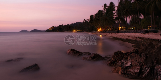 泰国高山水岛热带海滩日落图片