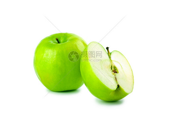 孤立的绿苹果图片