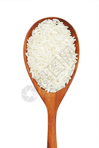 白底米饭的木勺子图片