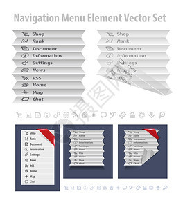 折叠导航菜单矢量设置在白色上图片