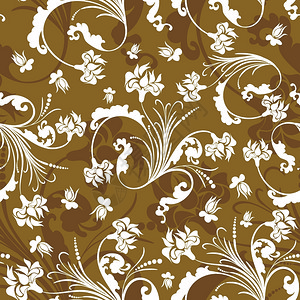 棕色复古无缝花卉图案矢量设计背景模板图片
