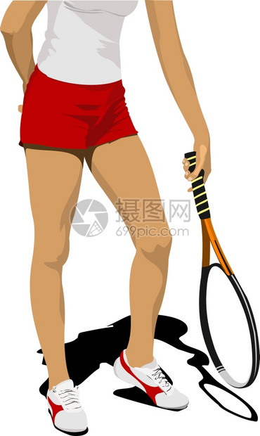 女网球手双光影设计师彩色矢量插图图片