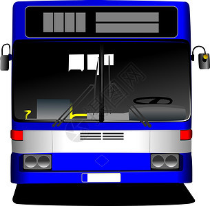 蓝色城市公共汽车矢量插图图片