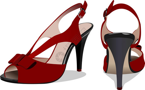 时装女黑红鞋矢量插图图片