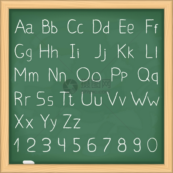 黑板上的简单手画字母表图片