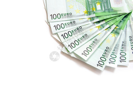白背景孤立的欧元钞票图片