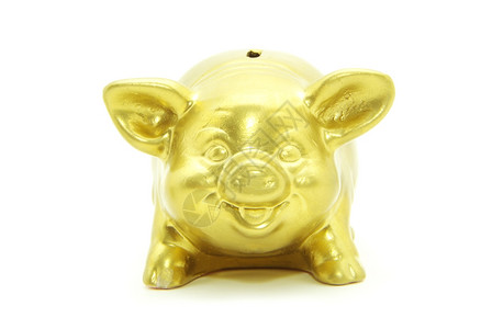 金猪银行白纸上孤立的金猪银行图片