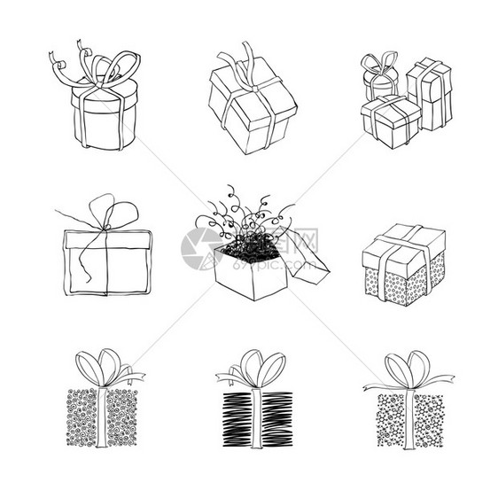 xmas设计礼品盒一套九幅插图VectorEPS8图片