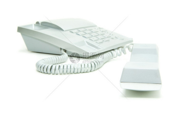 白色背景的灰办公室电话图片