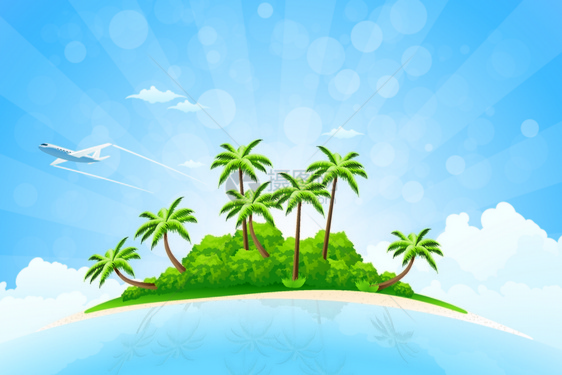 卡通热带岛屿背景图片