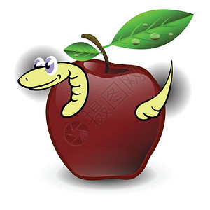 用苹果和蠕虫的色彩多插图用于设计图片