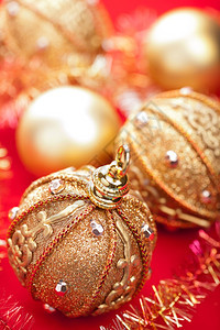 金的圣诞节装饰背景图片