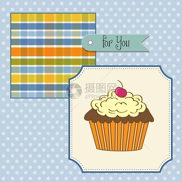 纸杯蛋糕的生日卡图片