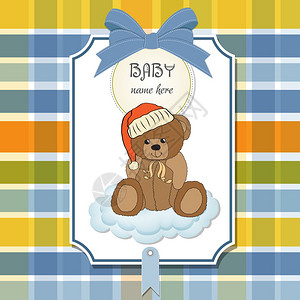 带困睡泰迪熊的婴儿淋浴卡图片