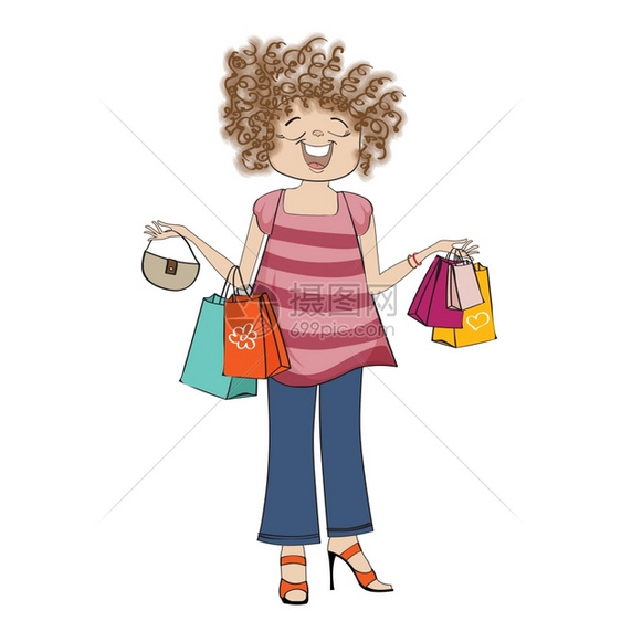 妇女购物插图图片