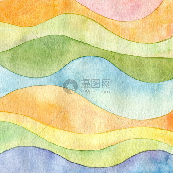 抽象波浪水彩画背景图片