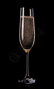 玻璃香槟杯黑色背景的泡图片