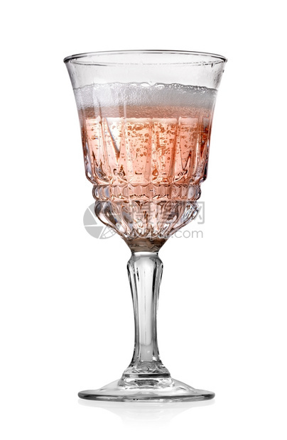 粉红色香槟的果冻白背景被孤立图片