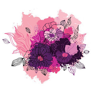 手绘水彩风格装饰花卉背景图片