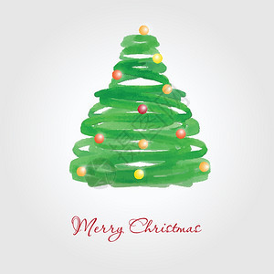 手绘抽象绿色圣诞树图片