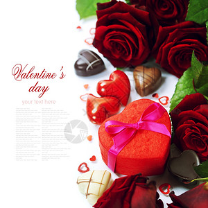 StValentinsDay玫瑰和巧克力加白易移动文字图片