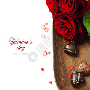 StValentinsDay玫瑰和巧克力加白易移动文字图片