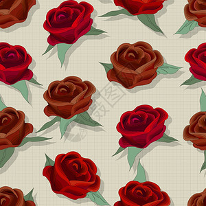 时装设计尚无缝的回溯风格玫瑰模式图片